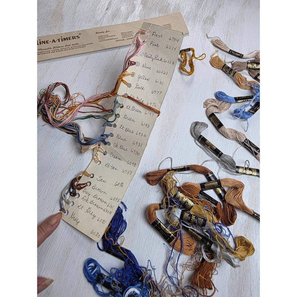 Vintage DMC Embroidery Floss Lot Cotton Thread Skeins Boho Cottagecore Craft Set
